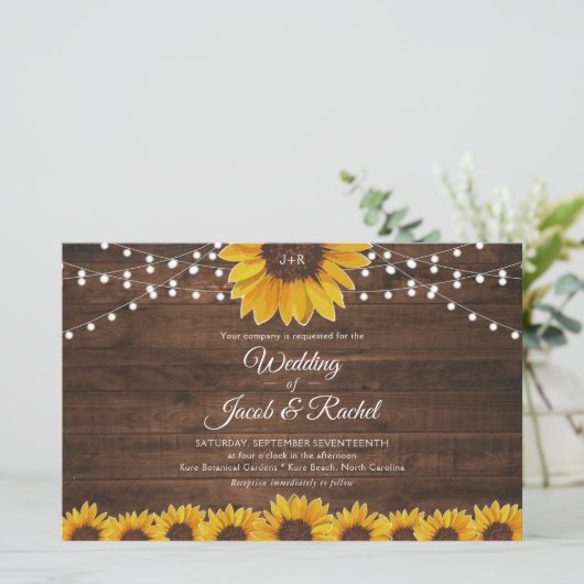 Rustikale Sonnenblumen-Strandlampen Einladung Hoch (Stehend Vorderseite)