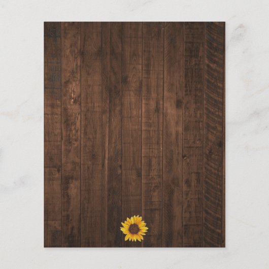 Rustikale Sonnenblumen-Strandlampen Einladung Hoch (Rückseite)