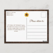 Rustikale Sonnenblumen-Strandlampen Einladung Hoch Postkarte (Rückseite)