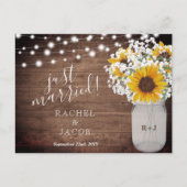 Rustikale Sonnenblumen-Strandleuchten nur verheira Postkarte (Vorderseite)