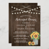 Rustikale Sonnenblumen Strandlicht Probe Abendesse Einladung (Vorne/Hinten)