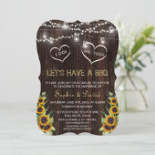 Rustikale Sonnenblumen Streichelleuchten Holz ich  Einladung (Stehend Vorderseite)