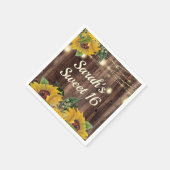 Rustikale Sonnenblumen-Streichelleuchten Holz süß Serviette (Ecke)