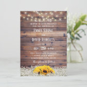 Rustikale Sonnenblumen & Streichellichtblumen Einladung (Stehend Vorderseite)