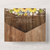 Rustikale Sonnenblumen-Streichellichter Blumenzehe All In One Einladung (Rückseite)