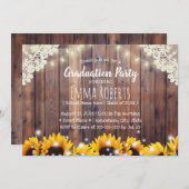 Rustikale Sonnenblumen & Streichellichter Leicht A Einladung (Vorne/Hinten)