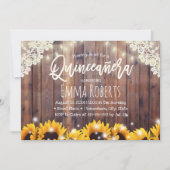 Rustikale Sonnenblumen & Streichellichter Quincean Einladung (Vorderseite)