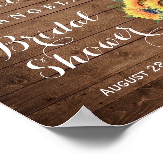 Rustikale Sonnenblumen String Lights Brautparty Ze Poster (Ecke)