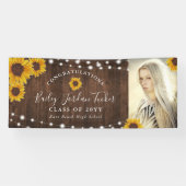 Rustikale Sonnenblumen String Lights Foto Abschlus Banner (Horizontal)