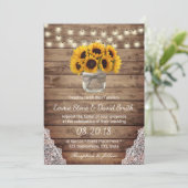 Rustikale Sonnenblumen String Lights Laked Barn We Einladung (Stehend Vorderseite)