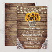 Rustikale Sonnenblumen String Lights Laked Barn We Einladung (Vorne/Hinten)