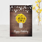 Rustikale Sonnenblumen String Lights Mason Jar Geb Karte (Gelbe Blume)