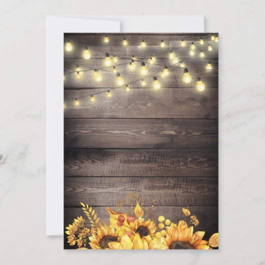 Rustikale Sonnenblumen String Lights Pension Party Einladung (Rückseite)