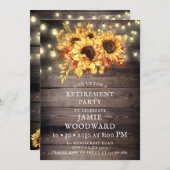 Rustikale Sonnenblumen String Lights Pension Party Einladung (Vorne/Hinten)