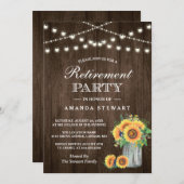 Rustikale Sonnenblumen String Lights Retirement Pa Einladung (Vorne/Hinten)