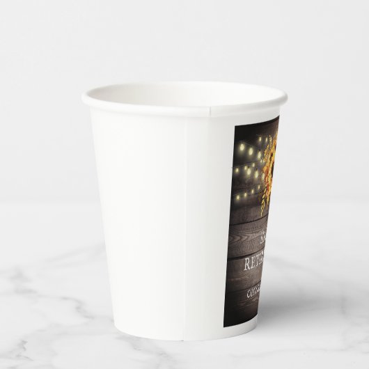 Rustikale Sonnenblumen String Lights Retirement Pa Pappbecher (Rechts)