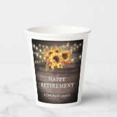 Rustikale Sonnenblumen String Lights Retirement Pa Pappbecher (Vorderseite)