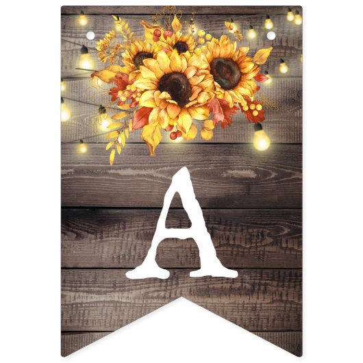 Rustikale Sonnenblumen String Lights Retirement Pa Wimpelkette (Zweite Fahne)