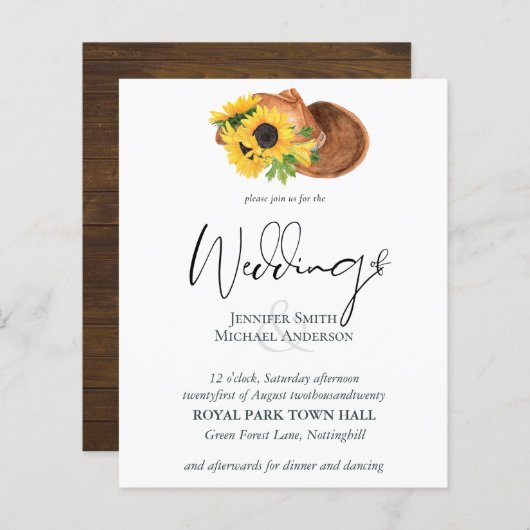 Rustikale Sonnenblumen, Südliche Hochzeit (Vorne/Hinten)