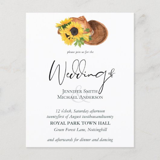 Rustikale Sonnenblumen, Südliche Hochzeit (Vorderseite)