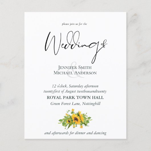 Rustikale Sonnenblumen, Südliche Hochzeit (Vorderseite)