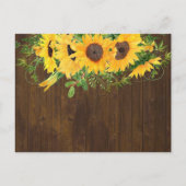 Rustikale Sonnenblumen, Südliche Hochzeit Einladungspostkarte (Rückseite)