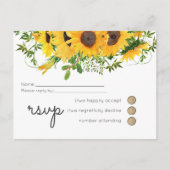 Rustikale Sonnenblumen, Südliche Hochzeit Einladungspostkarte (Vorderseite)