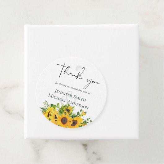 Rustikale Sonnenblumen, Südliche Hochzeit Geschenkanhänger (Beispiel)