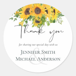Rustikale Sonnenblumen, Südliche Hochzeit Runder Aufkleber