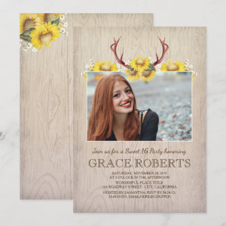 Rustikale Sonnenblumen | Sweet 16 Geburtstag Einladung
