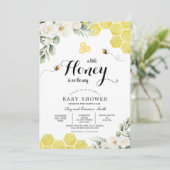 Rustikale Sonnenblumen Sweet Honey Bee Baby Dusche Einladung (Stehend Vorderseite)
