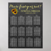 Rustikale Sonnenblumen Tafel Hochzeitskarte Poster (Vorne)