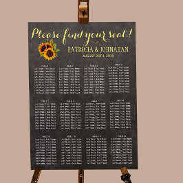 Rustikale Sonnenblumen Tafel Hochzeitskarte Poster