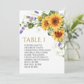 Rustikale Sonnenblumen Tischnummer 1 Sitzplan (Stehend Vorderseite)