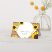 Rustikale Sonnenblumen Tischnummer Platzkarten (Rückseite)