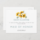 Rustikale Sonnenblumen Trauzeugin Anfrage Postkarte (Vorne/Hinten)