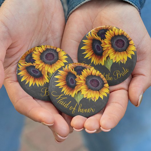 Rustikale Sonnenblumen Trauzeugin Button