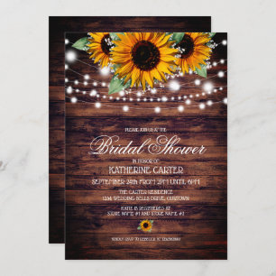 Rustikale Sonnenblumen Twinkle Lights Brautparty Einladung