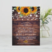 Rustikale Sonnenblumen|Twinkle Lights Rentirement  Einladung (Stehend Vorderseite)