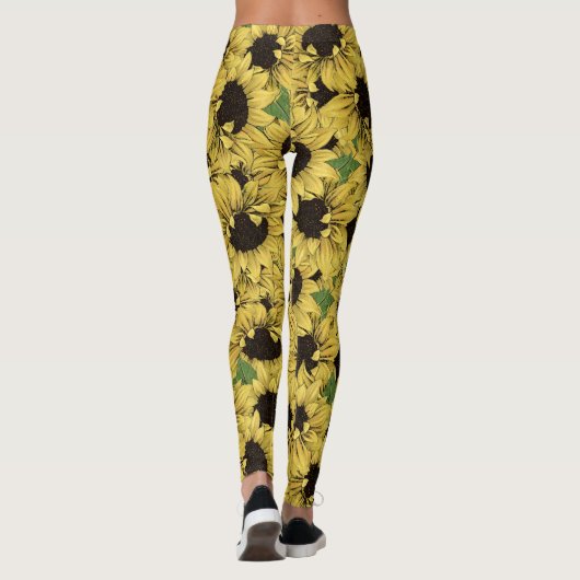 Rustikale Sonnenblumen überall in den Leggings (Rückseite)