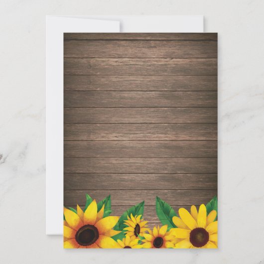 Rustikale Sonnenblumen Überraschung 18. Geburtstag Einladung (Rückseite)
