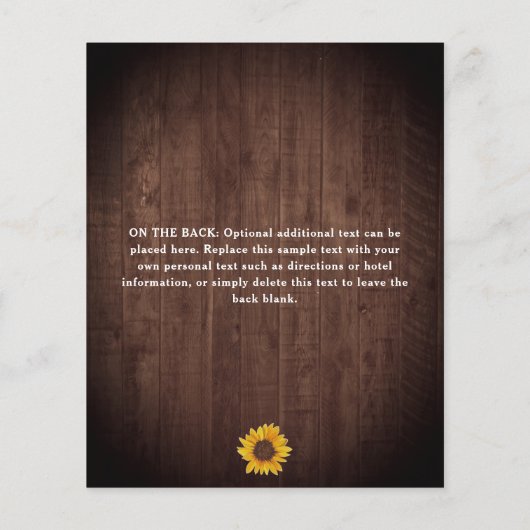 Rustikale Sonnenblumen Überraschung 40. Geburtstag (Rückseite)