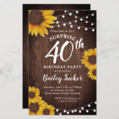 Rustikale Sonnenblumen Überraschung 40. Geburtstag (Vorne/Hinten)