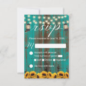 Rustikale Sonnenblumen und Aquamarine Laterne Wedd RSVP Karte (Vorderseite)