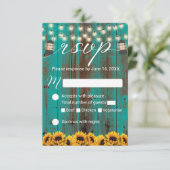 Rustikale Sonnenblumen und Aquamarine Laterne Wedd RSVP Karte (Stehend Vorderseite)