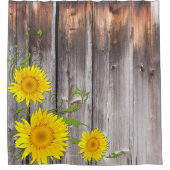Rustikale Sonnenblumen und Barnwood Duschvorhang (Vorderseite)