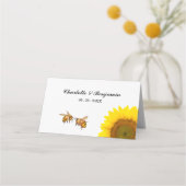 Rustikale Sonnenblumen und Bienenhochzeiten Platzkarte (Rückseite)