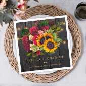 Rustikale Sonnenblumen und bordeauxfarbene Rose Ho Serviette