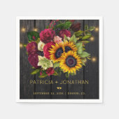 Rustikale Sonnenblumen und bordeauxfarbene Rose Ho Serviette (Vorderseite)