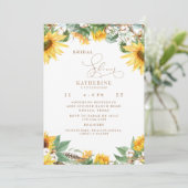 Rustikale Sonnenblumen und Brautparty aus Baumwoll Einladung (Stehend Vorderseite)